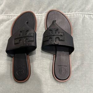 New never worn black logo sandals